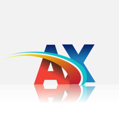 İlk harf AX logotype şirketi adı kırmızı, mavi ve swoosh tasarımı. iş ve şirket kimliği için vektör logosu.