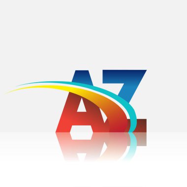 İlk harf AZ logotype şirketi adı kırmızı, mavi ve swoosh tasarımı. iş ve şirket kimliği için vektör logosu.