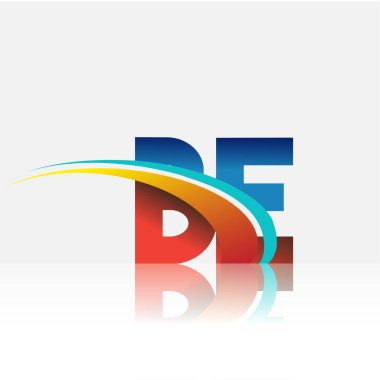 İlk harf BE logotype şirketi adı: Renkli kırmızı, mavi ve swoosh tasarımı. iş ve şirket kimliği için vektör logosu.