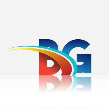 İlk harf BG logotype şirketi adı kırmızı, mavi ve swoosh tasarımı. iş ve şirket kimliği için vektör logosu.