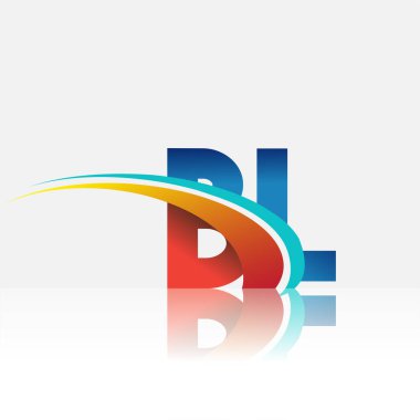İlk harf BL logotype şirket adı kırmızı, mavi ve swoosh tasarımı. iş ve şirket kimliği için vektör logosu.