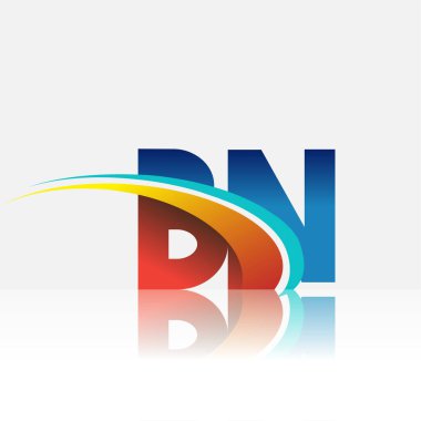 İlk harf BN logotype şirket adı kırmızı, mavi ve swoosh tasarımı. iş ve şirket kimliği için vektör logosu.