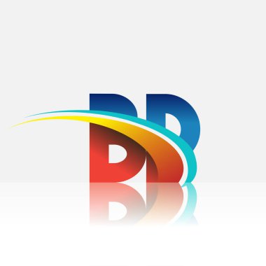 İlk harf BP logotype şirket adı kırmızı, mavi ve swoosh tasarımı. iş ve şirket kimliği için vektör logosu.
