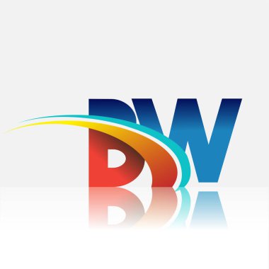 İlk harf BW logotype şirketi adı kırmızı, mavi ve swoosh tasarımı. iş ve şirket kimliği için vektör logosu.