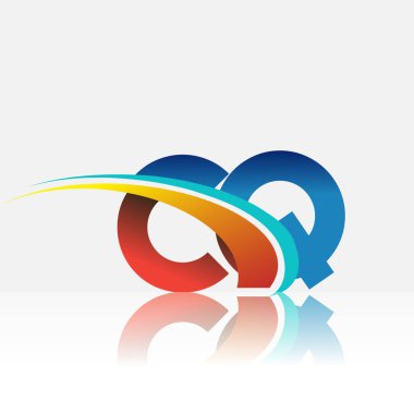 İlk harf CQ logotype şirketi adı kırmızı, mavi ve swoosh tasarımı. iş ve şirket kimliği için vektör logosu.