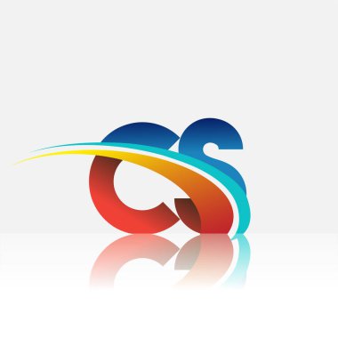 İlk harf CS logotype şirketi adı kırmızı, mavi ve swoosh tasarımı. iş ve şirket kimliği için vektör logosu.