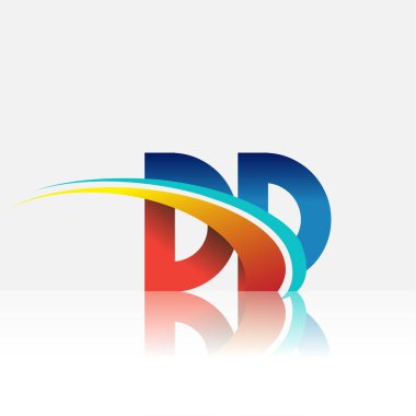 İlk harf DD logotype şirket adı kırmızı, mavi ve swoosh tasarımı. iş ve şirket kimliği için vektör logosu.