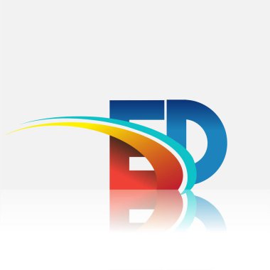 İlk harf ED logotype şirketi adı kırmızı, mavi ve swoosh tasarımı. iş ve şirket kimliği için vektör logosu.