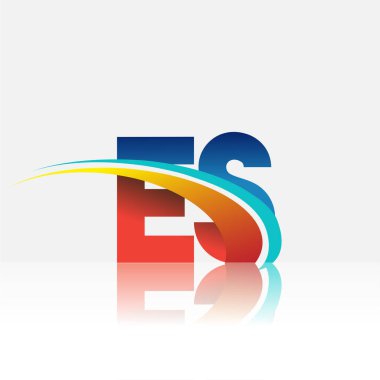 İlk harf ES logotype şirketi adı kırmızı, mavi ve swoosh tasarımı. iş ve şirket kimliği için vektör logosu.