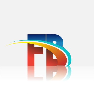 İlk harf FB logotype şirketi adı kırmızı, mavi ve swoosh tasarımı. iş ve şirket kimliği için vektör logosu.