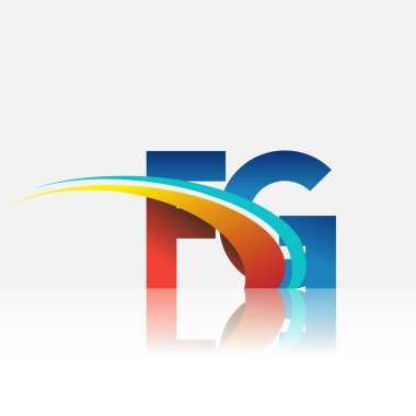 İlk harf FG logotype şirketi adı kırmızı, mavi ve swoosh tasarımı. iş ve şirket kimliği için vektör logosu.