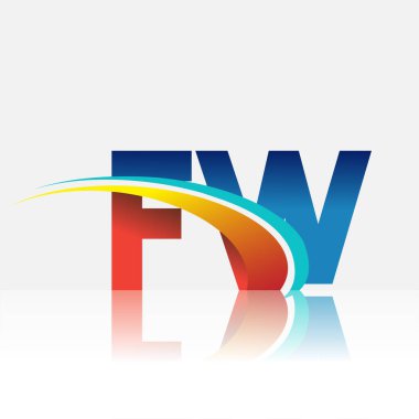 İlk harf FW logotype şirketi adı kırmızı, mavi ve swoosh tasarımı. iş ve şirket kimliği için vektör logosu.