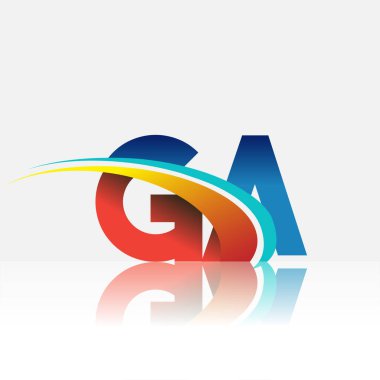 İlk harf GA logotype şirketi adı kırmızı, mavi ve swoosh tasarımı. iş ve şirket kimliği için vektör logosu.