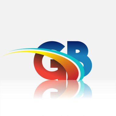 İlk harf GB logotype şirketi adı kırmızı, mavi ve swoosh tasarımı. iş ve şirket kimliği için vektör logosu.