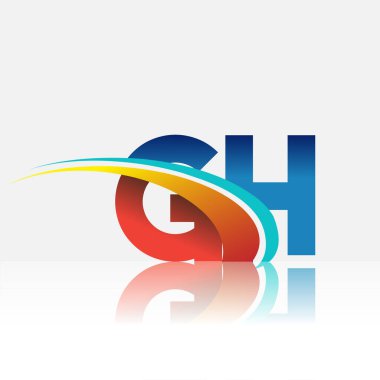 İlk harf GH logotype şirketi adı: Renkli kırmızı, mavi ve swoosh tasarımı. iş ve şirket kimliği için vektör logosu.