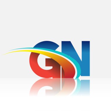 İlk harf GN logotype şirketi adı kırmızı, mavi ve swoosh tasarımı. iş ve şirket kimliği için vektör logosu.
