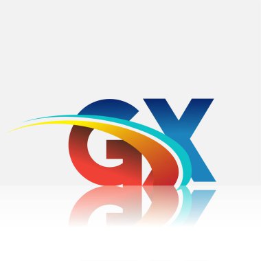 İlk harf GX logotype şirketi adı kırmızı, mavi ve swoosh tasarımı. iş ve şirket kimliği için vektör logosu.