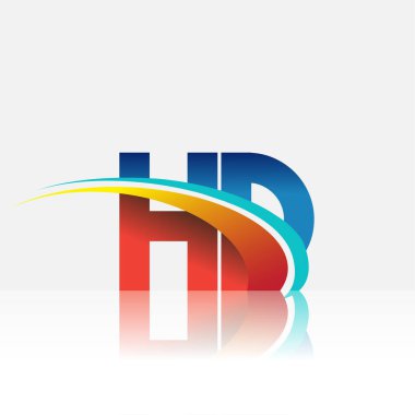 İlk harf HD logotype şirketi adı kırmızı, mavi ve swoosh tasarımı. iş ve şirket kimliği için vektör logosu.