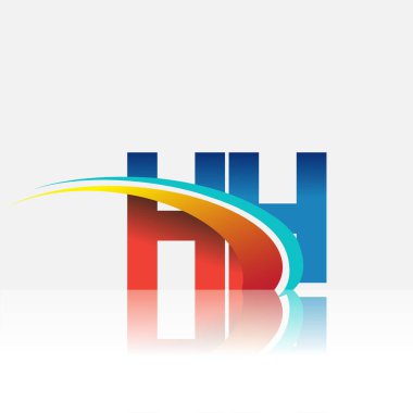 İlk harf HH logotype şirketi adı kırmızı, mavi ve swoosh tasarımı. iş ve şirket kimliği için vektör logosu.