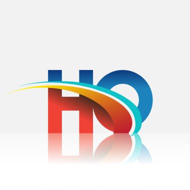İlk harf HO logotype şirketi adı kırmızı, mavi ve swoosh tasarımı. iş ve şirket kimliği için vektör logosu.