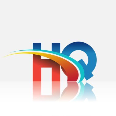 HQ logotype şirketinin ilk harfi kırmızı, mavi ve swoosh tasarımı. iş ve şirket kimliği için vektör logosu.
