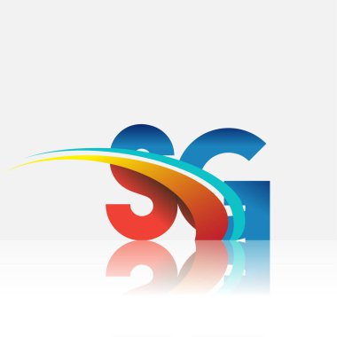 İlk harf SG logotype şirketi adı kırmızı, mavi ve swoosh tasarımı. iş ve şirket kimliği için vektör logosu.