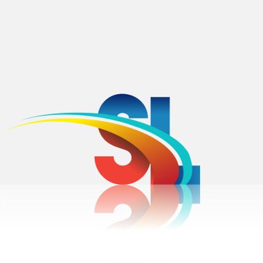 İlk harf SL logotype şirket adı kırmızı, mavi ve swoosh tasarımı. iş ve şirket kimliği için vektör logosu.