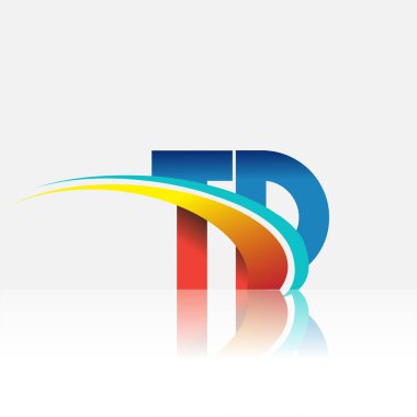 İlk harf TD logotype şirketi adı kırmızı, mavi ve swoosh tasarımı. iş ve şirket kimliği için vektör logosu.
