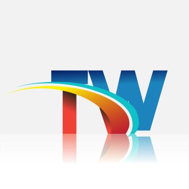 İlk harf TW logotype şirketi adı kırmızı, mavi ve swoosh tasarımı. iş ve şirket kimliği için vektör logosu.