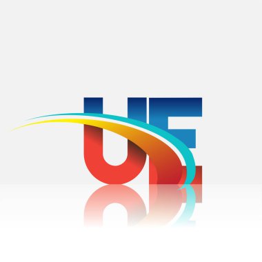 İlk harf UE logotype şirketi adı kırmızı, mavi ve swoosh tasarımı. iş ve şirket kimliği için vektör logosu.