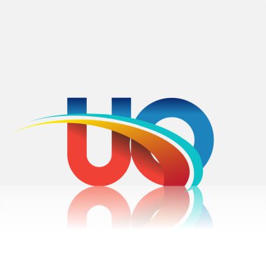 İlk harf UO logotype şirketi adı kırmızı, mavi ve swoosh tasarımı. iş ve şirket kimliği için vektör logosu.