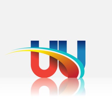 İlk harf UU logotype şirketi adı kırmızı, mavi ve swoosh tasarımı. iş ve şirket kimliği için vektör logosu.