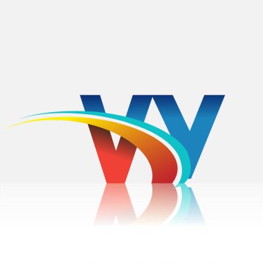 İlk harf VY logotype şirketi adı kırmızı, mavi ve swoosh tasarımı. iş ve şirket kimliği için vektör logosu.