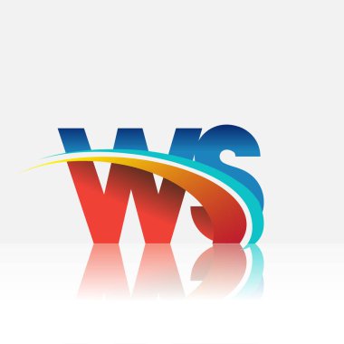 İlk harf WS logotype şirketi adı kırmızı, mavi ve swoosh tasarımı. iş ve şirket kimliği için vektör logosu.
