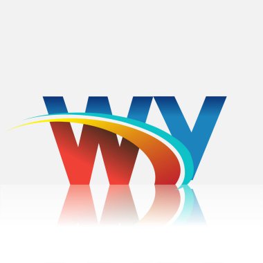 İlk harf WY logotype şirket adı kırmızı, mavi ve swoosh tasarımı. iş ve şirket kimliği için vektör logosu.