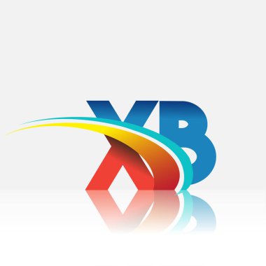 İlk harf XB logotype şirketi adı kırmızı, mavi ve swoosh tasarımı. iş ve şirket kimliği için vektör logosu.