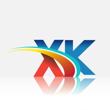 İlk harf XK logotype şirketi adı kırmızı, mavi ve swoosh tasarımı. iş ve şirket kimliği için vektör logosu.