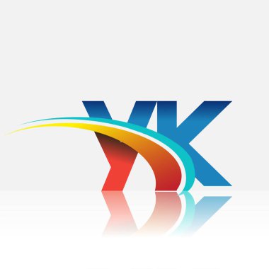 İlk harf YK logotype şirketi adı kırmızı, mavi ve swoosh tasarımı. iş ve şirket kimliği için vektör logosu.