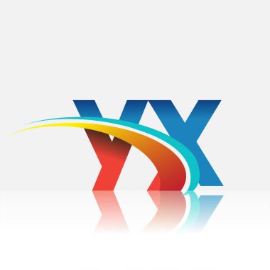 İlk harf YX logotype şirketi adı kırmızı, mavi ve swoosh tasarımı. iş ve şirket kimliği için vektör logosu.