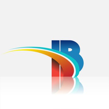 İlk harf IB logotype şirket adı kırmızı, mavi ve swoosh tasarımı. iş ve şirket kimliği için vektör logosu.