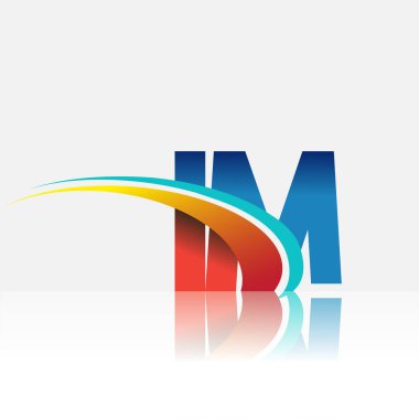 İlk harf IM logotype şirket adı kırmızı, mavi ve swoosh tasarımı. iş ve şirket kimliği için vektör logosu.