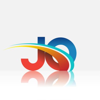 İlk harf JO logotype şirket adı kırmızı, mavi ve swoosh tasarımı. iş ve şirket kimliği için vektör logosu.
