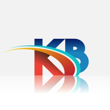 İlk harf KB logotype şirketi adı kırmızı, mavi ve swoosh tasarımı. iş ve şirket kimliği için vektör logosu.