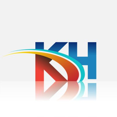 İlk harf KH logotype şirketi adı kırmızı, mavi ve swoosh tasarımı. iş ve şirket kimliği için vektör logosu.