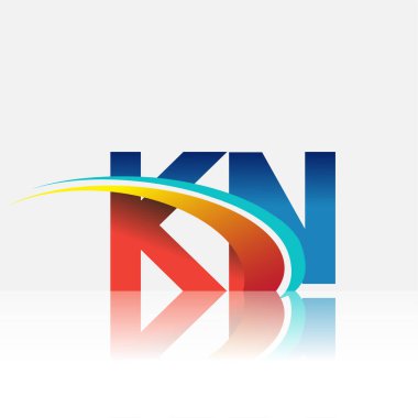 İlk harf KN logotype şirketi adı kırmızı, mavi ve swoosh tasarımı. iş ve şirket kimliği için vektör logosu.