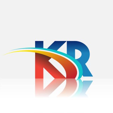 İlk harf KR logotype şirketi adı kırmızı, mavi ve swoosh tasarımı. iş ve şirket kimliği için vektör logosu.
