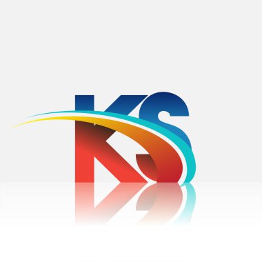 K.S. logotype şirketinin ilk harfi: Renkli kırmızı, mavi ve swoosh tasarımı. iş ve şirket kimliği için vektör logosu.