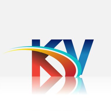 İlk harf KV logotype şirketi adı kırmızı, mavi ve swoosh tasarımı. iş ve şirket kimliği için vektör logosu.