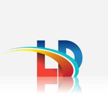 LD logotype şirketinin ilk harfi: Renkli kırmızı, mavi ve swoosh tasarımı. iş ve şirket kimliği için vektör logosu.