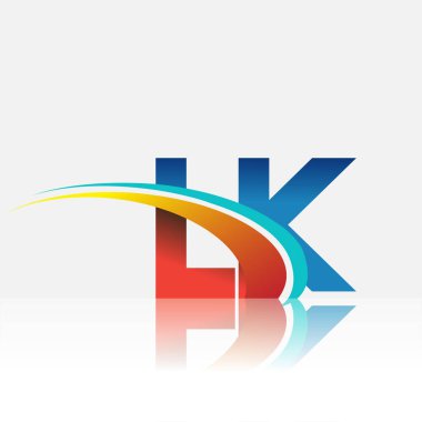 İlk harf LK logotype şirketi adı kırmızı, mavi ve swoosh tasarımı. iş ve şirket kimliği için vektör logosu.